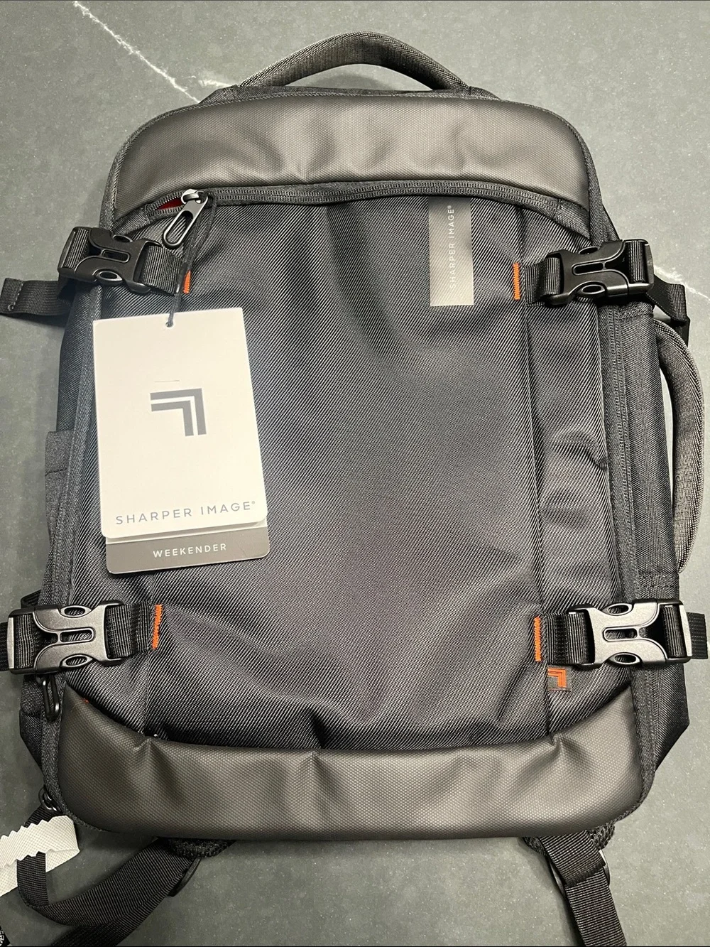 Sharper Image Black Backpack with Orange Accents